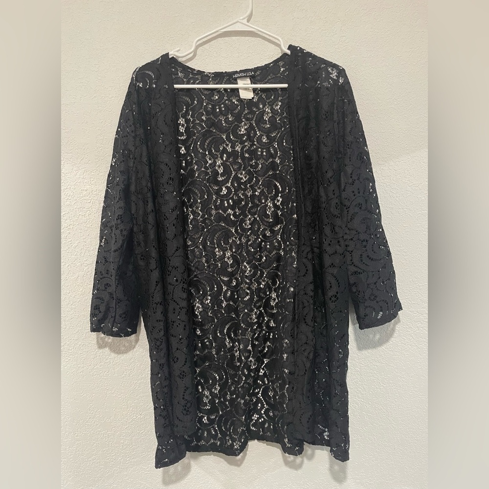 HEIMISH USA Black Lace Kimono Size M